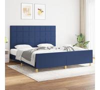 Cadre de lit sans Matelas Bleu 180x200 cm Tissu sommier à Lattes tête de réglable renforcé Soutien Ferme Stable pour Chambre à Coucher séjour Moderne Rustique lit Adulte Robuste