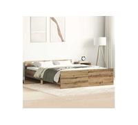 vidaXL Cadre de lit sans Matelas chêne Artisanal 140x190 cm, Meuble de Chambre, sommier, lit, lit Double