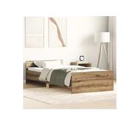 vidaXL Cadre de lit sans matelas chêne artisanal 90x190 cm Marron