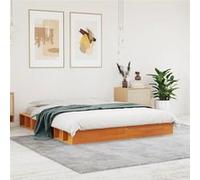 vidaXL Cadre de lit sans matelas avec sommier à lattes 160x200 cm Cire marron Bois pin massif