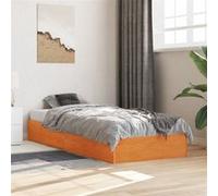 vidaXL Cadre de lit 90x190 cm – Lit simple en pin massif cire marron, sommier à lattes