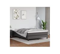 vidaXL Cadre de lit à Lattes, Lit Rembourré, Lit Double avec Sommier à Lattes, Lit Adulte de Chambre à Coucher, Moderne, Gris 140x190 cm Similicuir