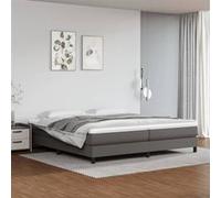 vidaXL Cadre de lit rembourré double avec sommier à lattes Similicuir Gris 200x200 cm