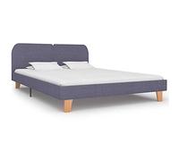 Cadre de lit sans Matelas Gris Clair Tissu 180x200 cm Structure Solide en Lin Aspect Velours Moderne sommier à Lattes renforcé pour Chambre Adulte, Design élégant et Robuste Coucher, Montage Facile
