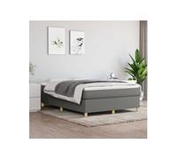Cadre de lit sans matelas gris foncé 140x190 cm tissu
