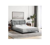vidaXL Cadre de lit Hvar – Sans matelas, rembourré, sommier à lattes, 140x200 cm gris clair tissu