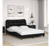 vidaXL Cadre de lit Hvar avec tête de lit Similicuir Noir 90x190 cm