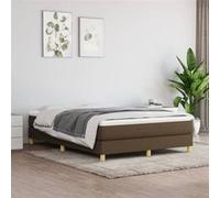 vidaXL Cadre de lit rembourré 3120609 tissu marron foncé 140x190 cm avec sommier à lattes
