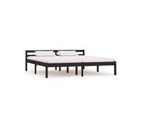 Cadre de lit sans matelas marron foncé pin massif 160x200 cm