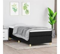 vidaXL Cadre de lit rembourré à lattes – sans matelas – tissu noir 100x200 cm