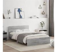 vidaXL Cadre de Lit avec Tête de Lit, Lit Double avec Sommier à Lattes, Lit Adulte, Meuble de Chambre à Coucher, Moderne, Sonoma Gris 120x190 cm
