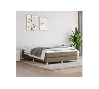 vidaXL Cadre de lit rembourré à lattes – Lit double 140x190 cm Tissu taupe