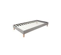 Cadre de Lit Simple 90 x 200 Gris Sommier à Lattes