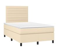 Cadre de lit simple avec sommier à lattes - Lit Boxspring avec matelas & LED Crème 120x190 cm Tissu - Lits Classiques FR5163511 5parcel
