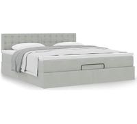 Cadre de lit simple avec sommier à lattes - Lit ottoman avec matelas gris clair 180x200 cm velours - Lits classiques FR2387152 5parcel