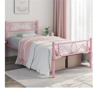 Cadre de Lit Simple en métal 90 x190 cm pour 1 personnes structure de lit à Lattes Surface de Couchage Chambre Rose YAHEETECH