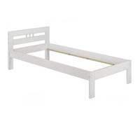 Cadre de lit simple en pin blanc 90x200, jolie tête de lit, sans sommier ni matelas 60.64-09WoR