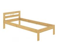 Cadre de lit simple en pin naturel 90x190, jolie tête de lit, sans sommier ni matelas 60.64-09-190oR