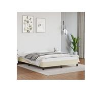 vidaXL Cadre de Lit Sommier à Lattes Lit Rembourré Cadre à Lattes Lit Double Adulte Meuble de Chambre Intérieur Crème 140x190 cm Similicuir 346900 Crème G