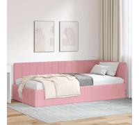 Cadre de lit - Structure de lit - Canapé-lit - Lit - Meuble de chambre - Tête de lit en velours rose
