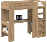 Cadre de lit superposé avec bureau Chêne artisanal 90 x 190 cm
