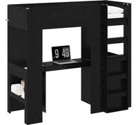 Cadre de lit superposé avec bureau Chêne noir 75 x 190 cm