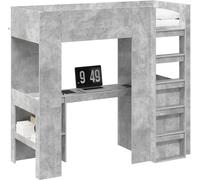 Cadre de lit superposé avec bureau Gris béton 75 x 190 cm