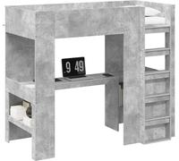 Cadre de lit superposé avec bureau Gris béton 90 x 190 cm