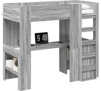 Cadre de lit superposé avec bureau Gris Sonoma 90 x 190 cm