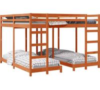 Cadre de lit superposé triple Brun cire 200 x 200 cm Pin massif