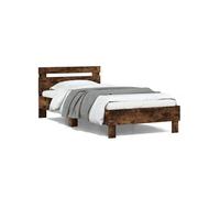 Cadre de Lit Tête de Lit et Lumières LED, Lit Simple avec Sommier à Lattes, Lit Adulte, Meuble de Chambre, Moderne, 838712