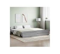 Cadre de lit tête de lit et pied de lit gris sonoma 200x200 cm 3203738