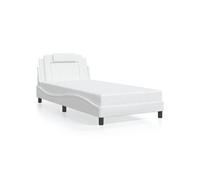vidaXL Cadre de lit Viana sans matelas, similicuir rembourré avec coussin blanc 100x200 cm