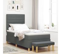 Cadre de lit vidaXL avec matelas Set de 2 Gris foncé Tissu 100 x 200 cm
