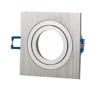 Cadre de montage pour spot encastrable carré en acier inoxydable brossé orientable plat - Pour lampes GU10 MR16 - Diamètre du trou de perçage : 80 mm - Spot encastrable