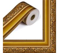 Cadre de papier peint autocollant 3D pour salle de bain et salon, bordure murale de style doré avec autocollant rétro doré, tableau d'affichage festif