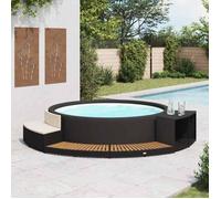 Cadre de spa en résine tressée - vidaXL - Noir - Bois d'acacia - 289x124x56 cm - Mini canapé inclus