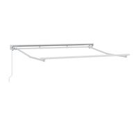 Cadre de store manuel blanc en acier revêtu par pulvérisation 3,5 x 2,5 m avec store en aluminium, bras articulé, transmission à manivelle pour balcon, terrasse et jardin comme protection solaire et