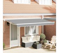 Cadre de store réglable blanc 4 x 2 m en acier revêtu par pulvérisation avec accents en aluminium pour balcon, terrasse, jardin, bras articulé, manivelle, protection solaire, fixation et accessoires