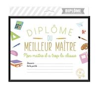 CADRE DIPLÔME MEILLEUR MAÎTRE 24.5X25.5CM Blanc