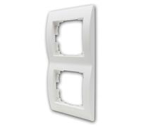 Cadre double LOGI 81x152x10mm pour prises, interrupteurs et boîtes de jonction, cadre de recouvrement, pour installation longitudinale, blanc brillant