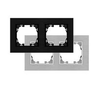 Cadre en aluminium pour 2 modules, noir, robuste et durable, idéal pour une installation électrique et un design élégant.