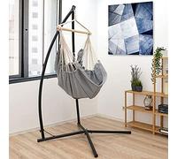 Cadre en tube d'acier pour fauteuil suspendu - Support de balançoire - Armature en métal pour berceau à ressorts - Support pour chaise suspendue - Accessoires de camping (noir (sans chaise suspendue)