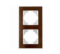 Cadre encastrable en aluminium marron à 2 éléments horizontaux, idéal pour installations électriques et décoration murale.