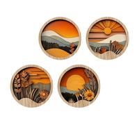 Cadre géométrique en bois rond, 20 x 20 cm, décoration murale ronde en bois bohème pour salon, panneau en bois minimaliste à suspendre, œuvre d'art géométrique, pour bibliothèque, entrée, décoration