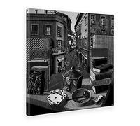 - CADRE - IMPRESSION SUR TOILE CANVAS - NATURE MORTE ET RUE - 70 x 70 CM