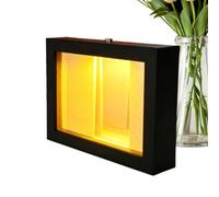 Cadre LED miroir infini - Éclairage de 3D | Bureau en bois | Panneau d'éclairage profond illusion, affichage avec effet tunnel optique, 18 x 14 x 4,5 cm, construction compacte