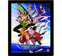 Cadre lenticulaire 3D One Piece - Straw Hat Pirates Assault - Vrai effet de mouvement et de profondeur - Décoration premium sous Licence Officielle - 25,5 x 20,5 cm