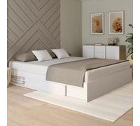 IDMarket - Cadre de lit Double Salem avec rangements et sommier 180 x 200 cm Blanc