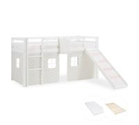 Cadre Lit superposé enfant 90x200 Matelas Toboggan Mezzanine Rideau Homestyle4u